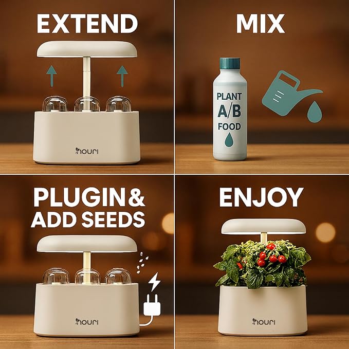 Nouri 5 pod APP Smart Garden for Home Cooks | w/Heirloom Salad | Hydroponics Growing System | LED Grow Lights | Indoor Herb Garden Kit | Herb Growing Kit Indoors for Plant Lovers, Gardeners, Kitchen