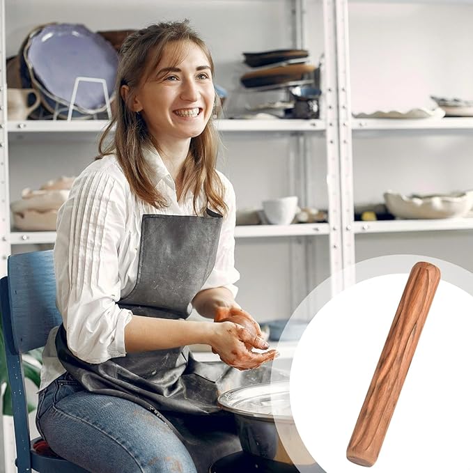 Generic Pottery Texture Rollers, 5 Wooden Embossing Tools, Clay Rolling Pins For Ceramics, School Art Supplies