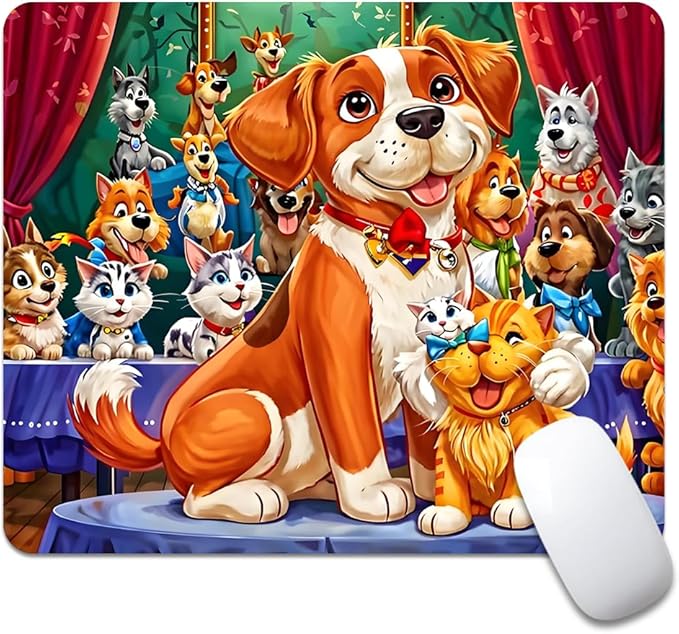 Dog Party Texture Mouse pad, Square Waterproof and Anti Slip Mouse pad for Office laptops
