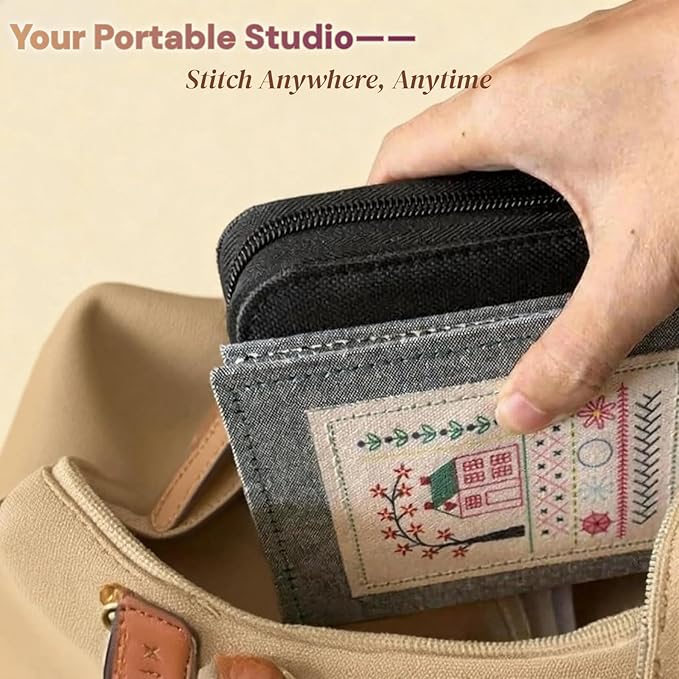 2026 Upgraded Embroidery Stitch Book & Complete Kit for Beginners | Includes 86 Tools,63 Water-Soluble Patterns & 106 Designs with Instructions | Portable Craft Set for Adults & DIY Lovers