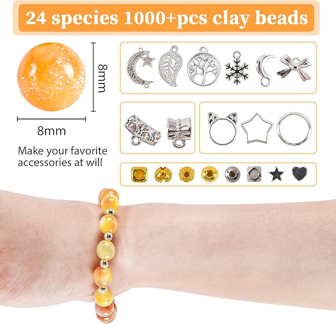 Glass Beads for Jewelry Making, 18 Colors Glass Beads for Bracelets Making kit Including 2-8mm Bead spacers/Lava Beads/Stone Rock DIY Jewelry Making Supplies for Adults, Bracelets Earring Making kit