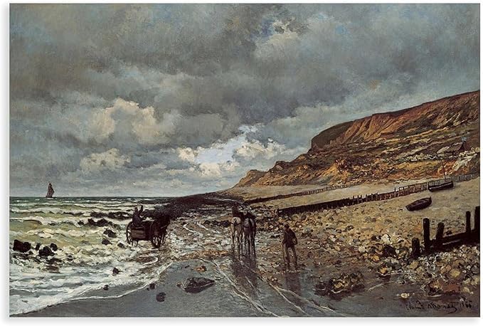 CFIOZYOS 40+ Monet Famous Print Posters The Headland of The Heve at Low Tide by Claude Monet Impressionism Poster for Teen Boys Room Wall Art Canvas Painting Print Unframe 12×18inch(30×45cm)