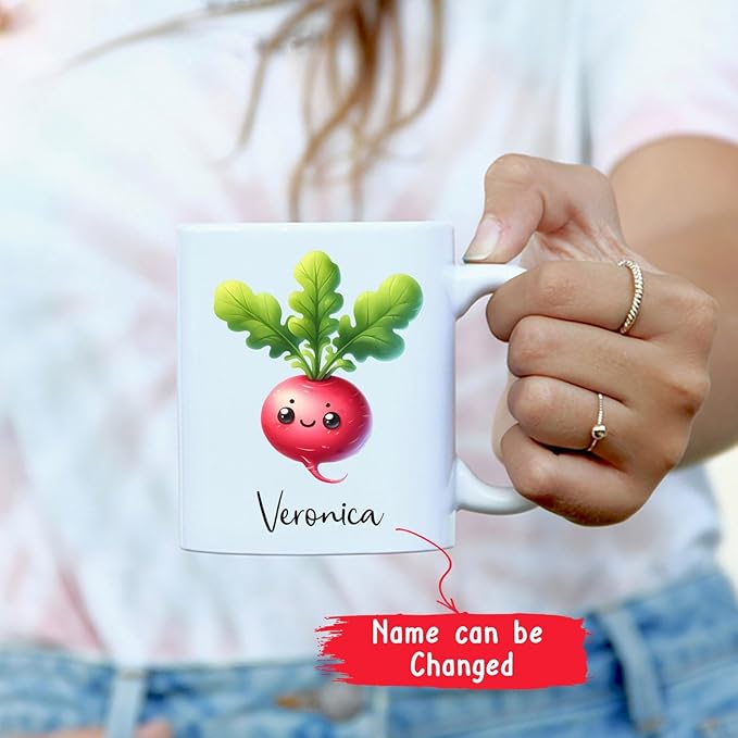 Radish Vegetable Coffee Mug, Personalized Name Radish Mug Gifts For Vegetable Lovers, Vegetable Cup, Custom Radish Travel Ceramic Mug 11Oz 15Oz, Vegan Lovers Mug, Radish Teacup, Vegetarian Coffee Cup
