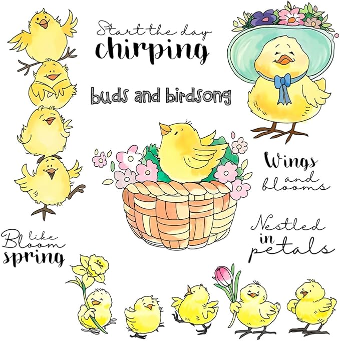 Cartoon Chicken Animal Stamps and Cutting Dies for Card Making DIY Transparent Silicone Clear Stamp and Metal Die Cuts Sets for Scrapbooking Paper Greeting Cards Decor Seals Craft Supplies