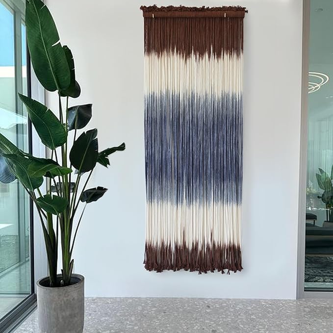 Macrame Wall Hanging Dip-Dye Wall Decor 15''W*43''L Boho Handmade Fiber Wall Art Decor for Nursery Bedroom Living Room