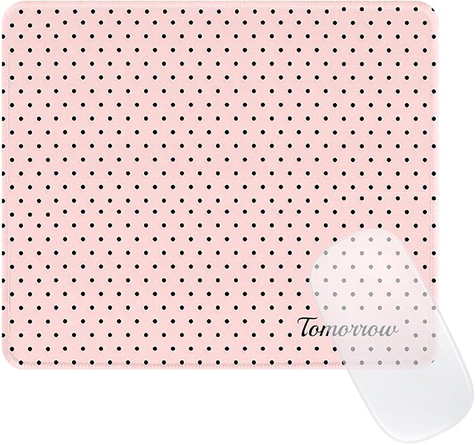 Cute Fashion Polka Dot Mouse Pad, Waterproof Aesthetics Dots Mouse Mat Design,Non-Slip Rubber Base Computer Simple Funny Mousepad,Wave Point Small Mouse Pad Desk Accessories,Light Pink