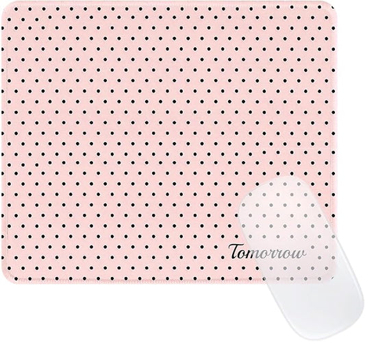 Cute Fashion Polka Dot Mouse Pad, Waterproof Aesthetics Dots Mouse Mat Design,Non-Slip Rubber Base Computer Simple Funny Mousepad,Wave Point Small Mouse Pad Desk Accessories,Light Pink