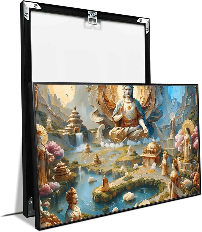 Biblical Scene Wall Art Religious Wall Decor Messiah on Throne Print Sacred Landscape Poster Vintage Oil Painting Christmas Print Indoor Decor for Home Church Chapel Prayer Room Framed Ready to Hang