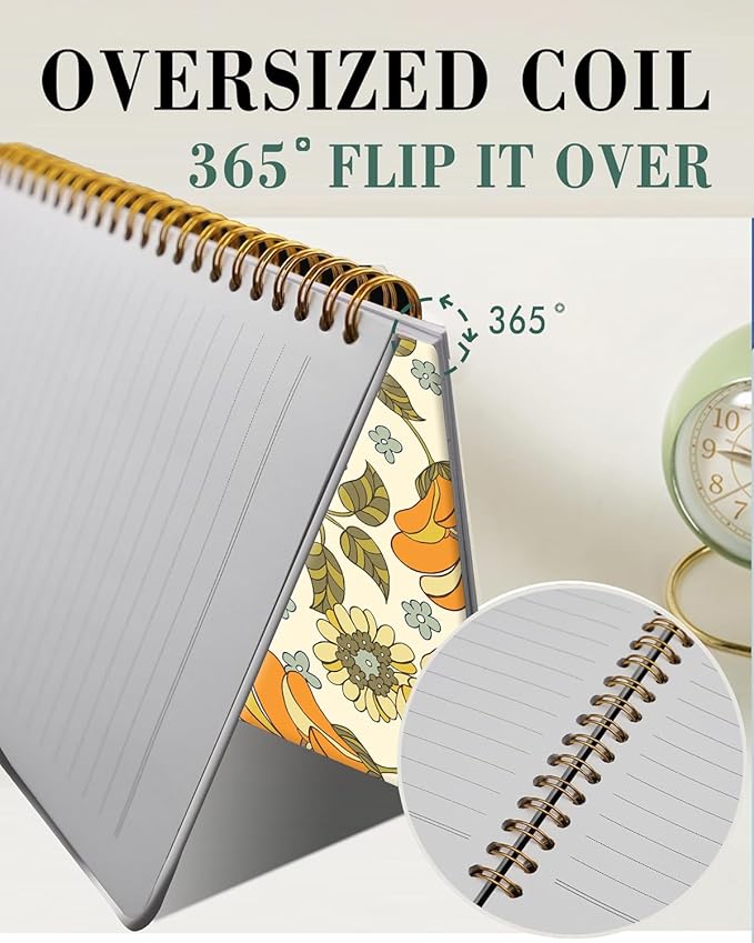 Spiral Journal Notebook,A5 Hardcover Lined Journals for Women 6 x 8.3 in,60 Sheets 120 Pages Thick Paper,Cute College Ruled Writing Notebook for Office Work School(Vintage Flower)