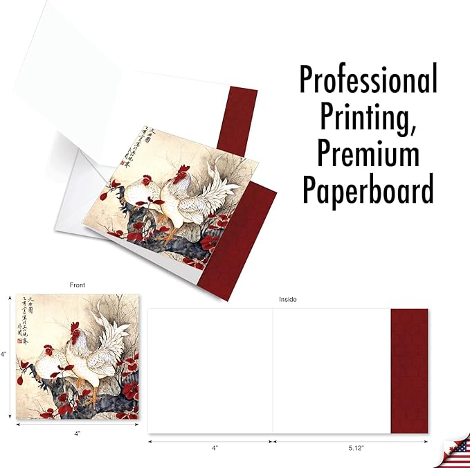 The Best Card Company - 10 Bird Note Cards Blank (4 x 5.12 Inch) - All Occasion Cards with Envelopes, Boxed Set - General Tso’s Chicken MQ4940OCB-B1x10