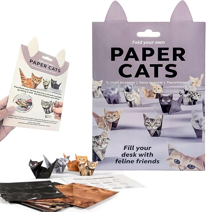 DIY Paper Cats Origami Kit for Making Cute Origami Cat, Crafts for Adults & Kids Activities Paper Cats for Desk Decoration, Gift for Cat Lovers & Valentine’s Day (2PCS Dogs Origami)