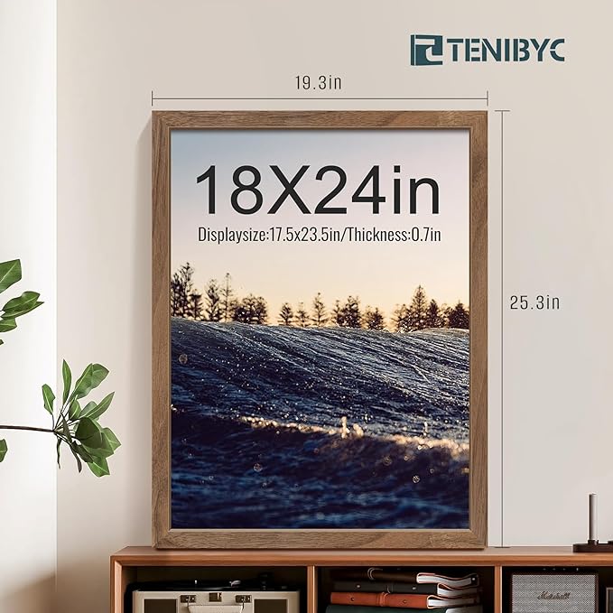 Picture Frame 4 Pack - Solid Wood Poster Photo Frame - Woodgrain Series - Room, Office, Gallery, Studio Display - Wall Hanging