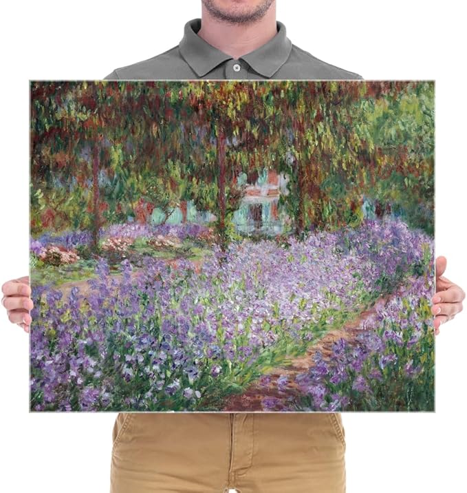 Wieco Art Canvas Print Wall Art Irises in Monet's Garden,1900 by Claude Monet Impressionism Art Print Picture Artwork for Living Room Bedroom Home Kitchen Decorations