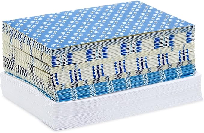 BEST PAPER GREETINGS 48 Pack Blue Stationery Notecards and Envelopes Set - 4x6-Inch All Occasion Thank You Notes for Birthdays, Business - 6 Floral Designs (Blank Inside) - Blank Cards And Envelopes