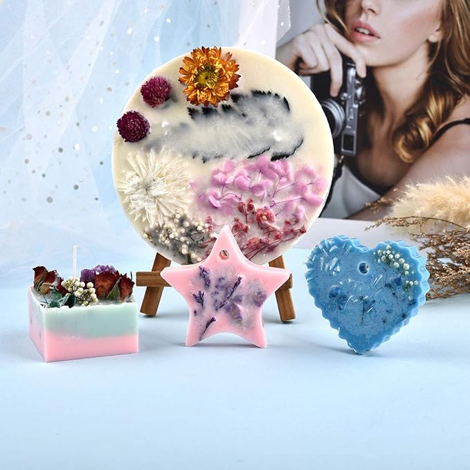 DALARAN 3 Pack Dried Flowers for Candle Making DIY Pressed Dried Flowers Multiple Natural Pressed Flowers Colorful Decorative Dried Pressed Fowers for Crafts