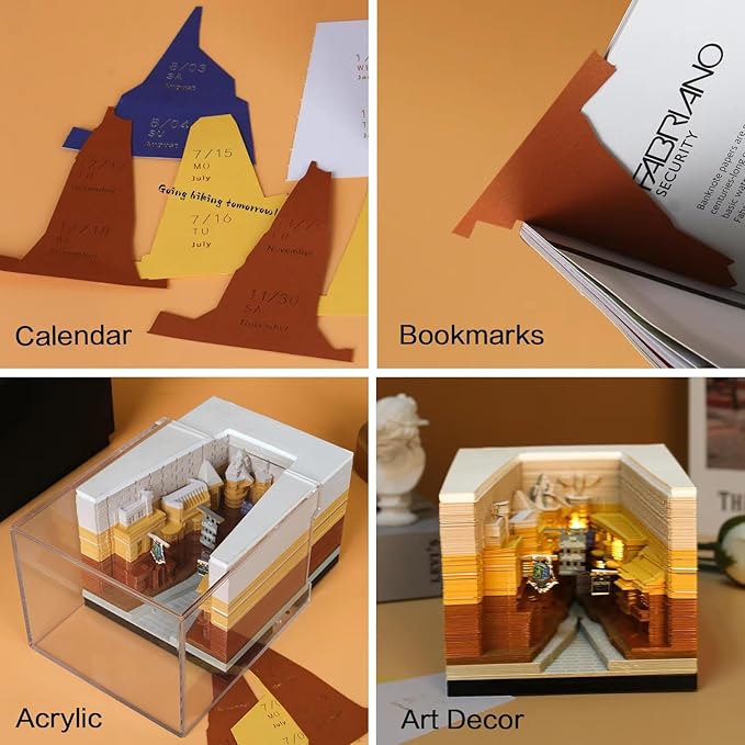 Time Piece Calendar 2026,3D Tree Tear-Away Memo Pad Creative Desk Calendars,3D Notepad Paper Carving Art Sticky Notes,3D Calendar 2026 Suitable for Room and Office Desktop Decoration