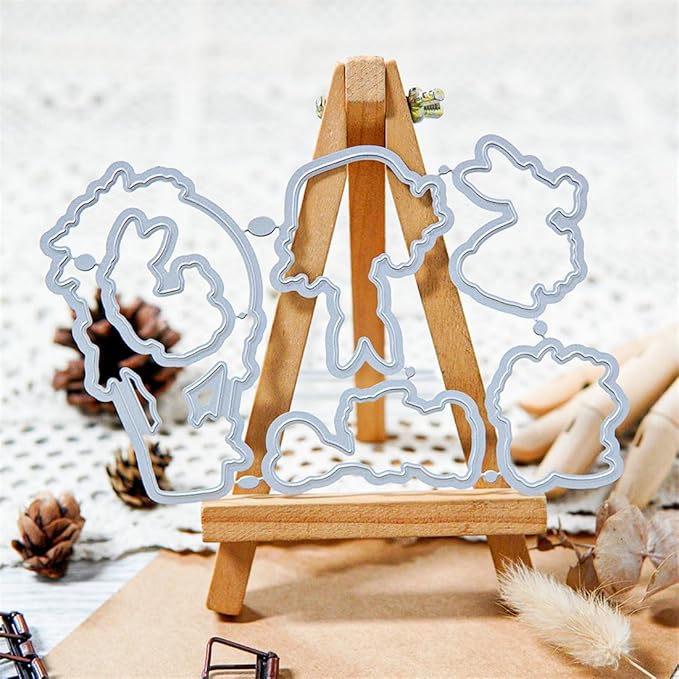 Hot Air Balloon Flower Rabbit Stamps and Cutting Dies for Card Making DIY Transparent Silicone Clear Stamp and Metal Die Cuts Sets for Scrapbooking Paper Greeting Cards Decor Seals Craft Supplies