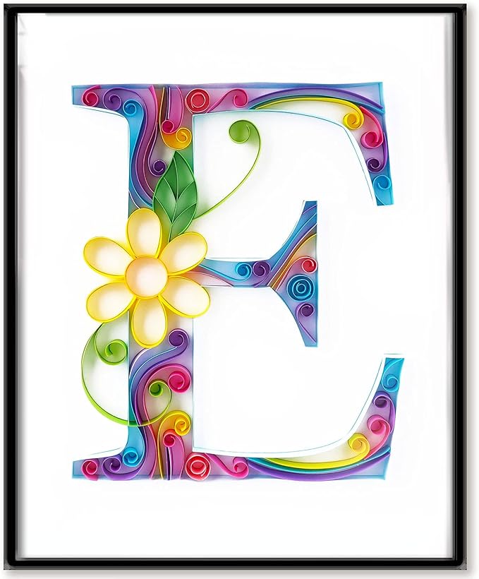 Uniquilling Quilling Paper Quilling Kit for Adults Beginner, 8 * 10-inch Letters, Exquisite DIY Paper Filigree Painting Kits Quilling Tools, Home Room Wall Art Decor Best Gifts(Basic)