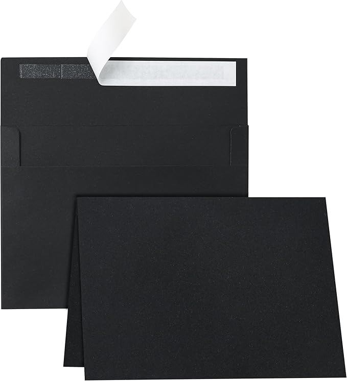 Black Thank You Cards and Envelopes 5 x 7 Blank Printable 300GSM Folded Cardstock and A7 Envelopes Self Seal 20 packs for Wedding Invitations, Greeting Cards, Baby Shower, Birthday
