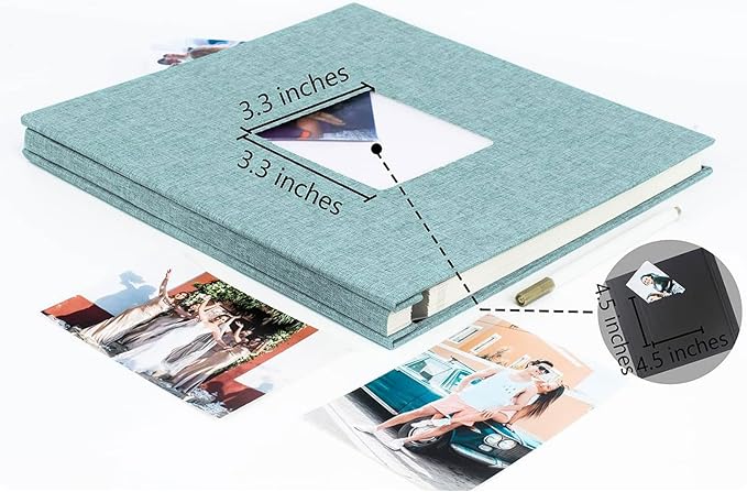 Photo Album Self Adhesive Pages for 4x6 5x7 8x10 Pictures Magnetic Scrapbook Photo Albums with Sticky Pages Books with A Metallic Pen for Baby Wedding Family 13.2x12.8 Green 40 Pages