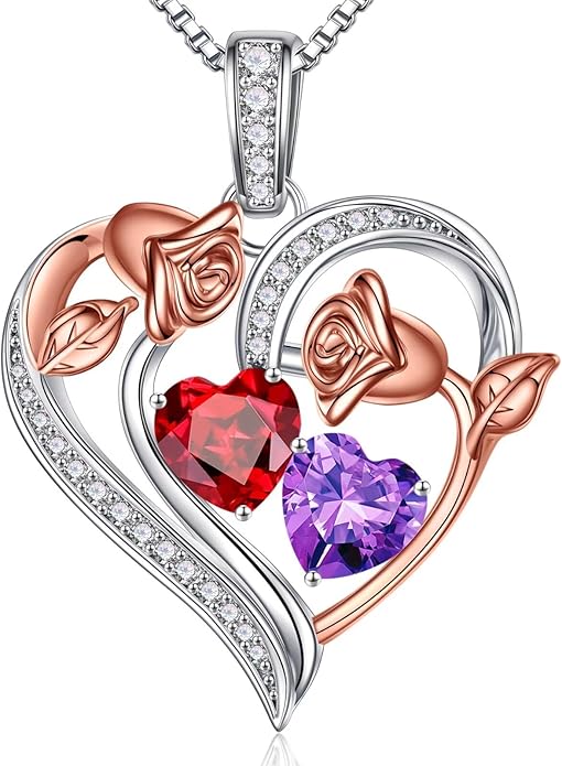 Iefil Christmas Gifts for Women Wife - 925 Sterling Silver Rose Heart Necklace, Stocking Stuffers for Women, Anniversary Birthday Gifts for Wife Girlfriend Mom