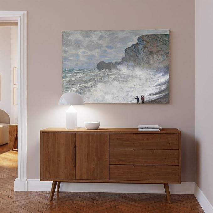 CFIOZYOS 40+ Monet Famous Print Posters Rough Weather at Étretat by Claude Monet Impressionism Canvas Poster Bedroom Decor Print Sports Landscape Office Room Decor Gift Frame 20×30inch(50×75cm)