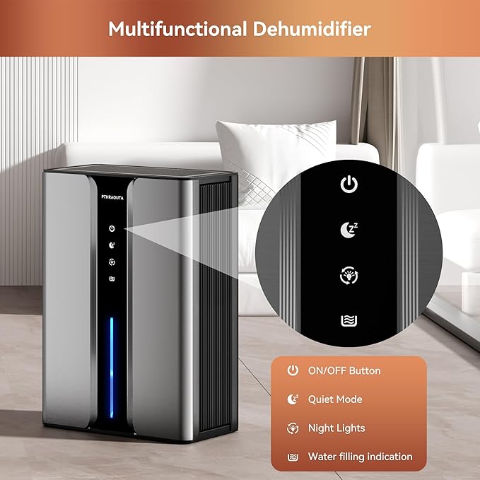 Home Dehumidifier with Drain Hose, (950 sq.ft) 95oz Quiet dehumidifier for Bathroom Bedroom, with Air Reusable Filter Indoor deshumidificador for Basement RV Closet