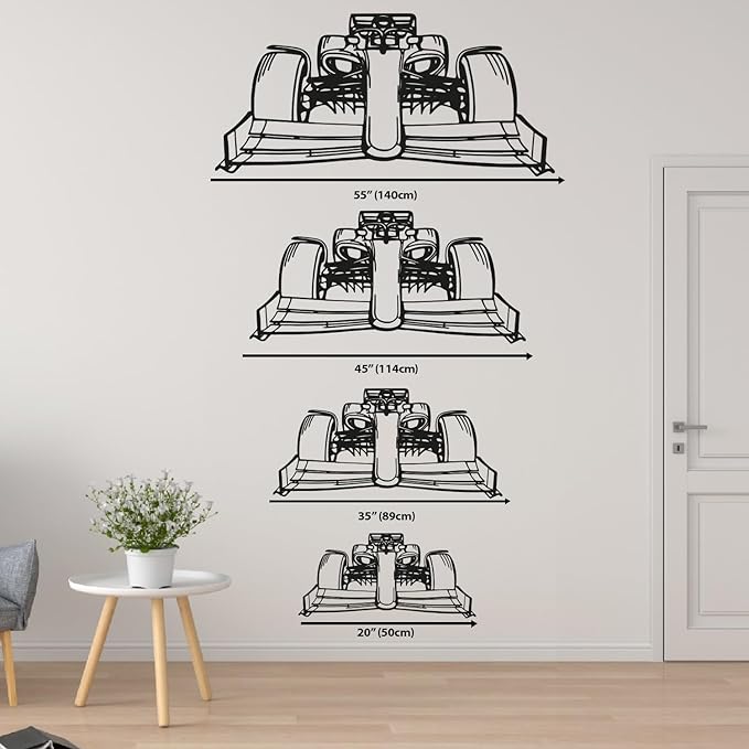 Formula Car metal Wall Art, Sports Car metal Silhouette, Formula Car Lovers Metal Wall Decor, Racing Gifts For Men, Minimalist Sculpture for Garage, Man Cave, Gift for Father's, (Black-45"x12.4" inch)