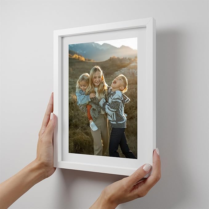 Mixtiles Official Custom Photo Tiles - Magnetic Wall Frames - Adhesive Sticker, no Nails - Personalized Printed Photos - Various Sizes and Frames - 8x11-1-Tile - Border White