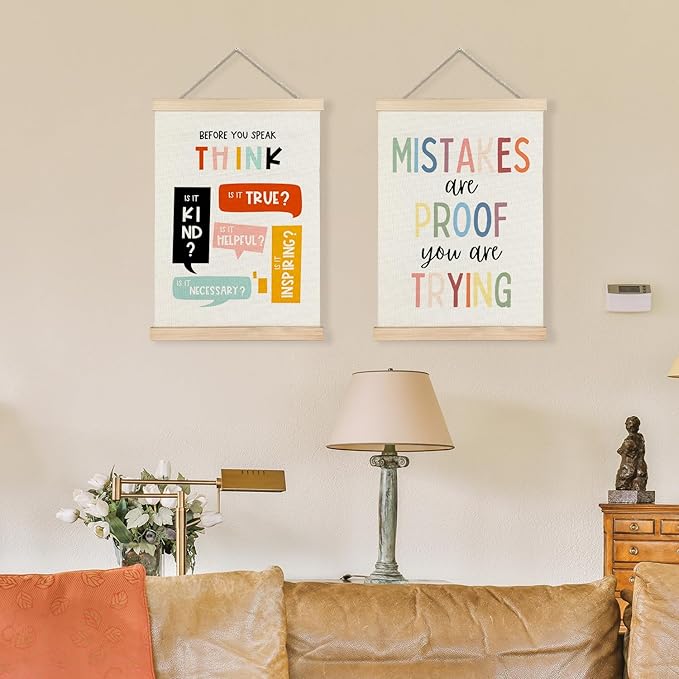 LUVADIAN Classroom Posters, Mistakes Are Proof Poster Hanger Frame, Boho Classroom Decor, Educational Wall Art for Kids Room Classroom Playroom, Teacher Office Decor, 12x16 Inches Set of 2