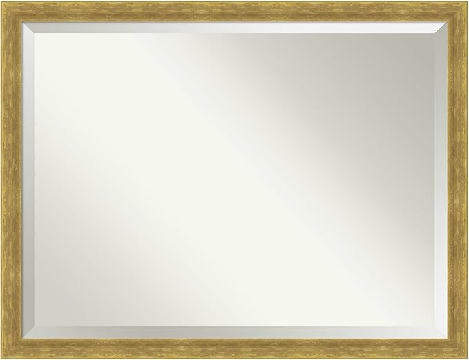 Amanti Art Gold Wall Mirror 33x43 Angled Gold Rectangle Bathroom Mirror for Wall Decor Living Room, X-Large Modern Wood Frame, Hangs Horizonally and Vertically, Bathroom Decor, Beveled Edge