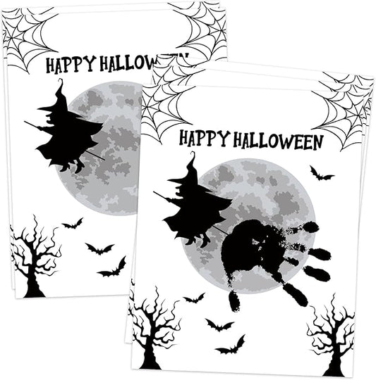 NZSXU Halloween Baby Handprint Craft Kit, Baby First Halloween, 10 Pack Flying Witch Broom DIY Handprint Keepsake Gifts, DIY Newborn Hand and Foot Arts and Crafts for Nursery Decor Class Activities