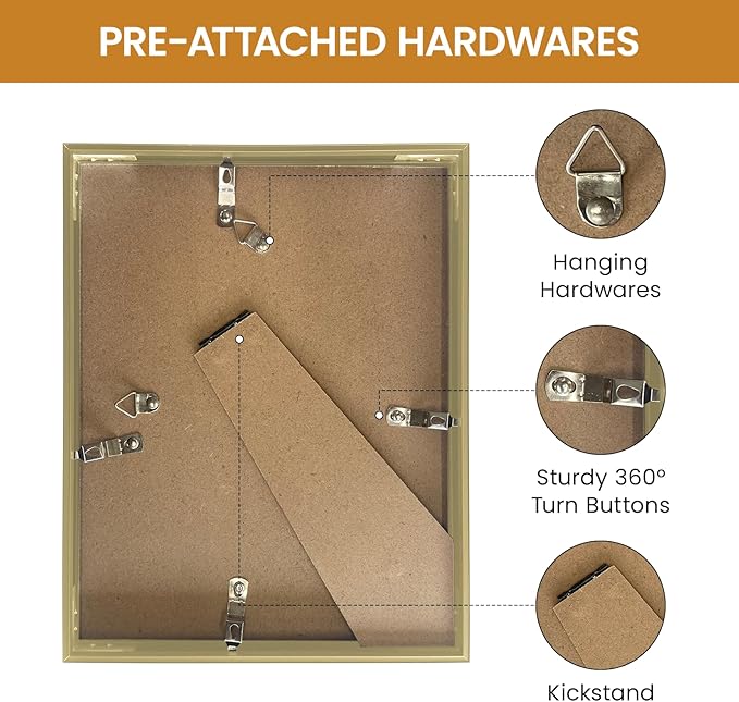 6x9 Aluminum Metal Picture Frame,Tempered Glass Gold Photo Frame 6x9 for Family Photo,Posters,Art,Document to Wall Mount Horizontally or Vertically