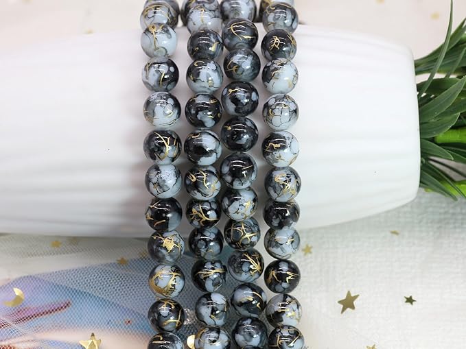 Pamir Tong 300PCS 10mm Glass Beads for Jewelry Making,Round Smooth Beads, Bracelet Space Loose Beads for Earring, Necklaces, DIY Crafts & Gifts-Adult Craft Supplies