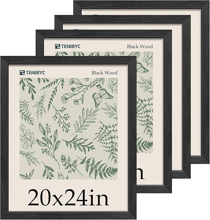 Picture Frame 4 Pack - Solid Wood Poster Photo Frame - Woodgrain Series - Room, Office, Gallery, Studio Display - Wall Hanging