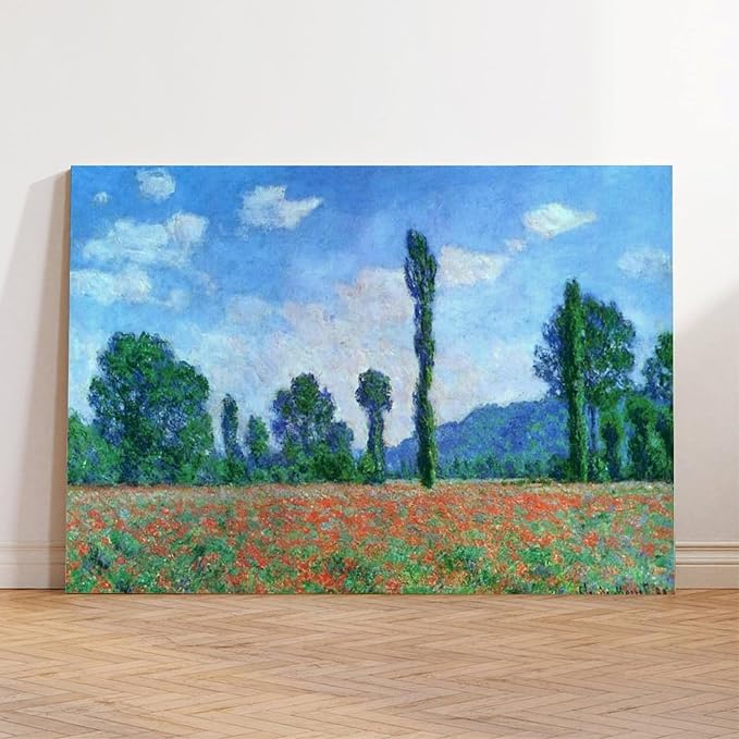 CFIOZYOS 40+ Monet Famous Print Posters Poppy Field in Giverny by Claude Monet Impressionism Canvas Poster Bedroom Decor Print Sports Landscape Office Room Decor Gift Frame 24×36inch(60×90cm)