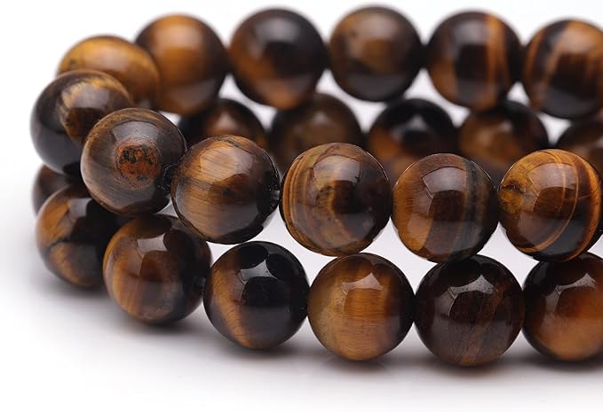 Youngbling Natural Gemstone Beads for Jewelry Making,8mm Tiger Eye Polished Round Smooth Stone Beads,Genuine Real Stone for Bracelet Necklace 15 Inch(Tiger Eye,8mm)