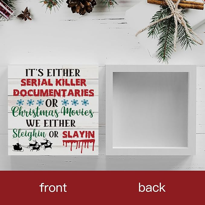 WRSUNT Spooky Horror Christmas Decor Funny Christmas Office Home Desk Shelf Decor, Primitive Christmas Decor, Christmas Story Decorations 5x5 inches