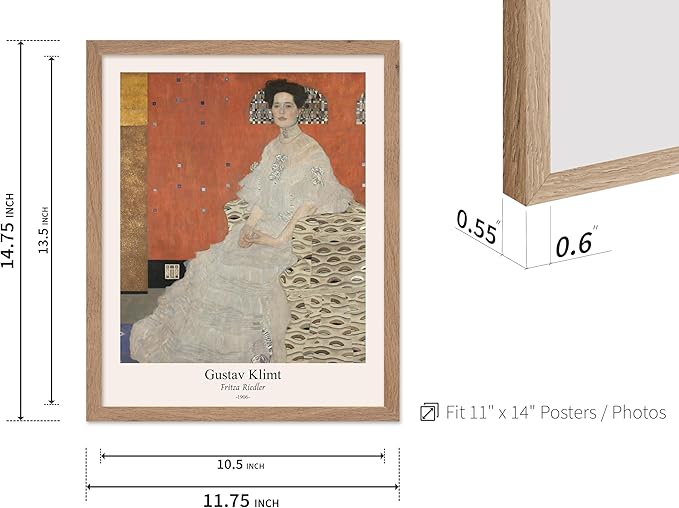 Poster Master Vintage Gustav Klimt Poster - Retro Fritza Riedler Print - Art Nouveau - Portrait Art - Symbolism Art - Aesthetic Art - Classic Painting - Living Room Decor - 11x14 Beige Framed