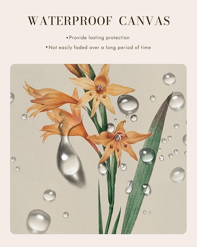 Bzstyleart Vintage Wall Art Decor for Living Room,Gladiolus Yellow Flower Wall Art Botanical,Vintage Floral Botanical Prints,Gold Framed Artwork Room Decor Aesthetic for Bedroom,12 x 16 Inch