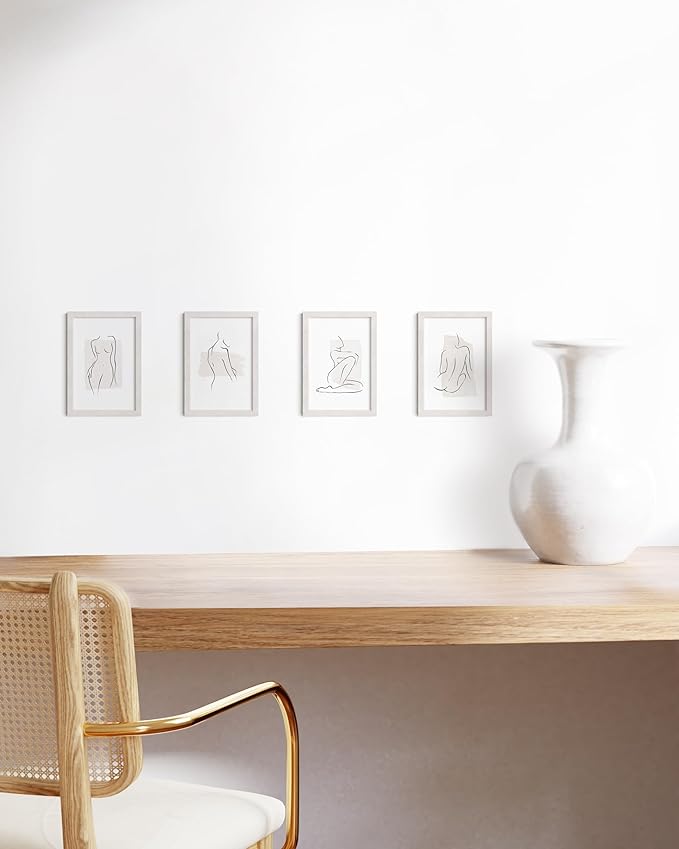 HAUS AND HUES White Oak Wood 4x6 Picture Frames - Set of 4, Natural Frames for Photos and Wall Collage