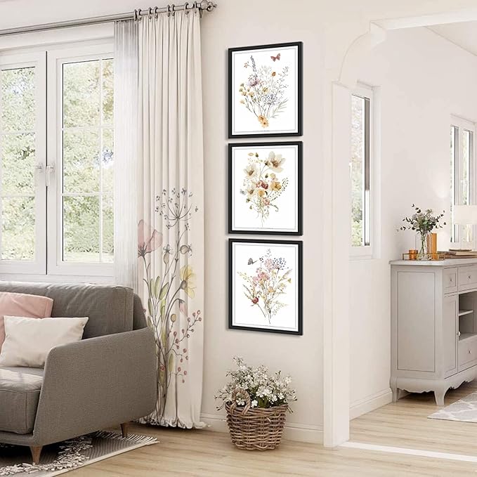 Watercolor Flower Wall Art Poster,Vintage Floral Canvas Wall Art,Botanical Wildflower Wall Decor,Vintage Prints Floral Pictures Minimalist Farmhouse Poster for Room Bedroom(8”X 10”) No Frame