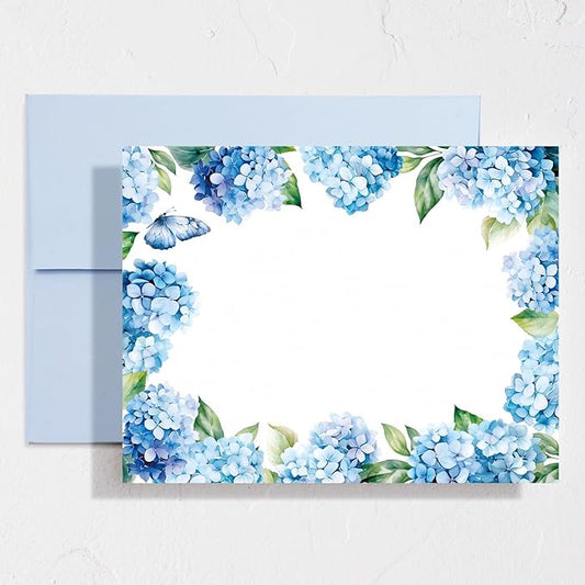 Whaline 24 Pack Hydrangea Stationery Cards with Envelopes Blank Thank You Note Cards Blue Floral Greeting Card for Spring Birthday Wedding Invitations Supplies