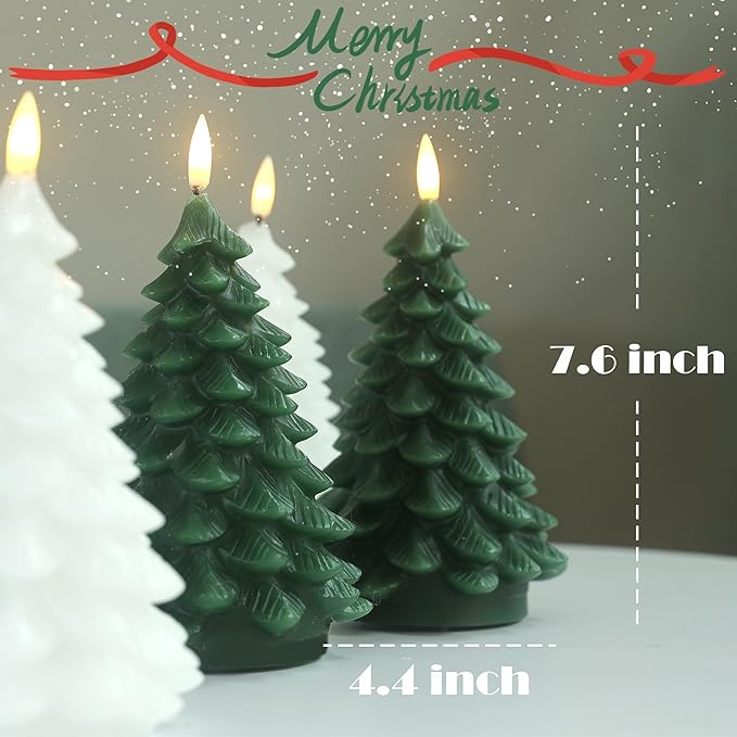 Flameless Candles with Remote Timer, 2 Pack Christmas Tree Candles Battery Operated LED Candles Real Wax Holiday Christmas Decoration for Bedroom Party Festival Gift White