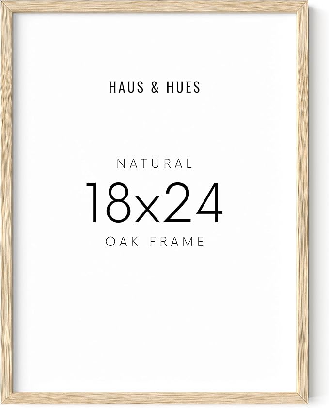HAUS AND HUES Beige Oak Wood 18x24 Picture Frame - Modern Wood Wall Art Display - Lightweight 18x24 Frame for Art Prints, Photos, Posters - Ready-to-Hang Vertically & Horizontally (Set of 1)