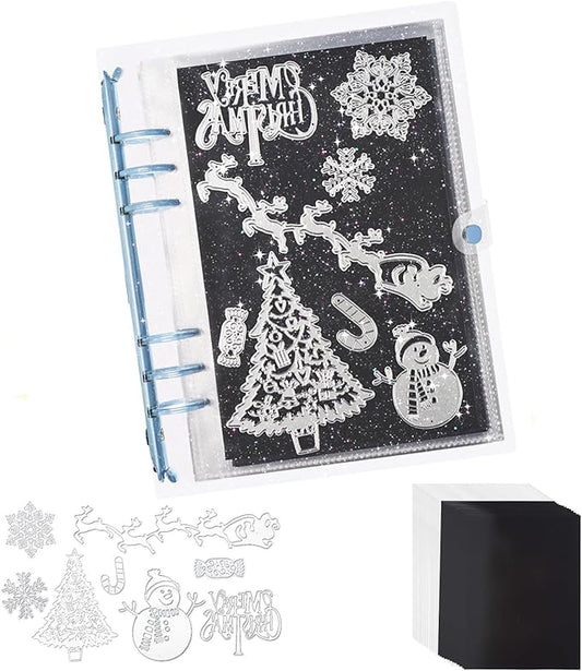 Skyrealm 40 Pcs Stamp & Die Storage Set (20 Bags + 20 Magnetic Sheets), Plus 8 Christmas Cutting Dies for DIY Card Making and Scrapbooking