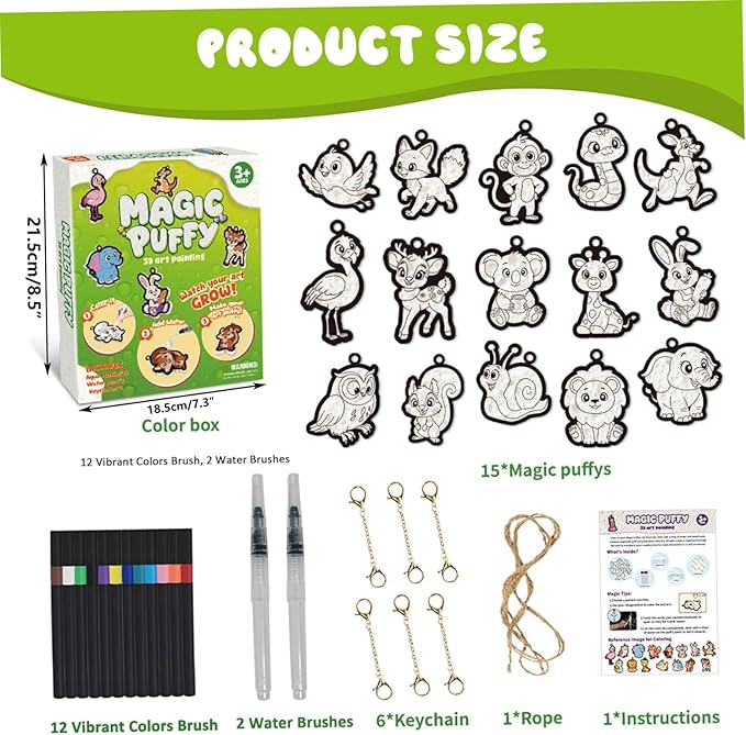 Ngbbby Foam Texture Painting Kit, Animal Texture Foam Paint Kit for Kids and Adults, Including 15PCS Paper, 12 Colors Acrylic Markers, 2 Water Brushes