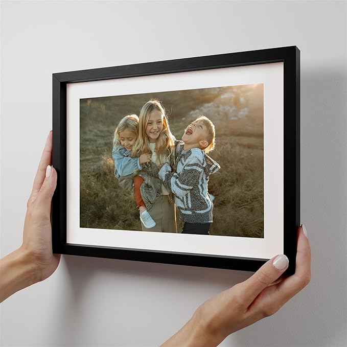 Mixtiles Official - Custom Photo Tiles - Magnetic Wall Frames - Adhesive Sticker, no Nails - Personalized Printed Photos - Various Sizes and Frames - 11x8-1-Tile - Border Black