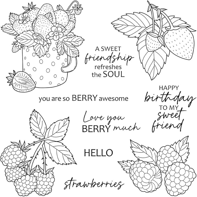 Strawberry Cup Stamps and Cutting Dies for Card Making DIY Transparent Silicone Clear Stamp and Metal Die Cuts Sets for Scrapbooking Paper Greeting Cards Decor Seals Craft Supplies