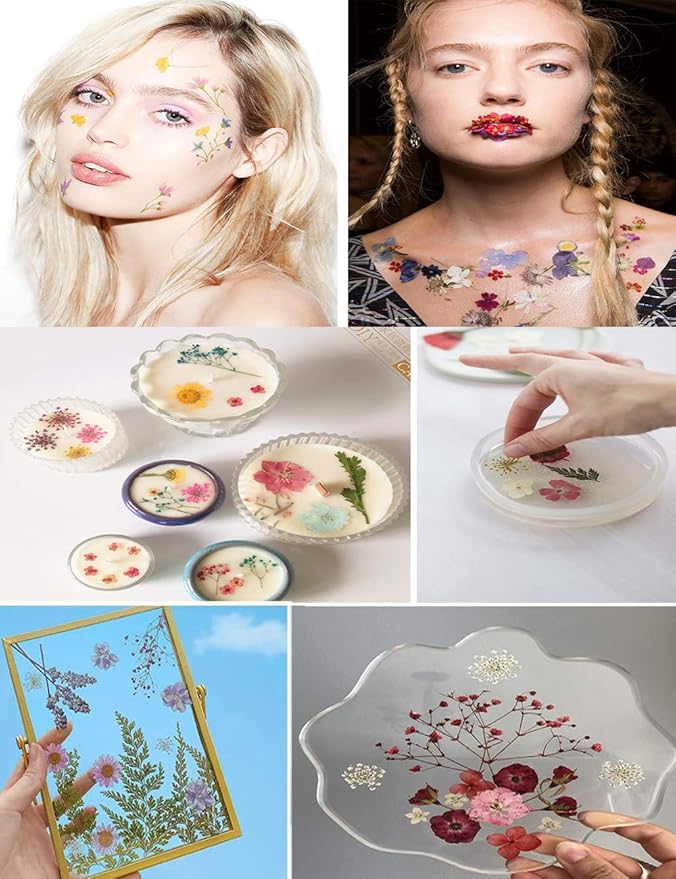 148PCS Dried Pressed Flowers for Resin Craft - YouthBro Real Nature Flowers Set with Butterfly Stickers for DIY Jewelry Nail Scrapbook Art Floral Decors Boho